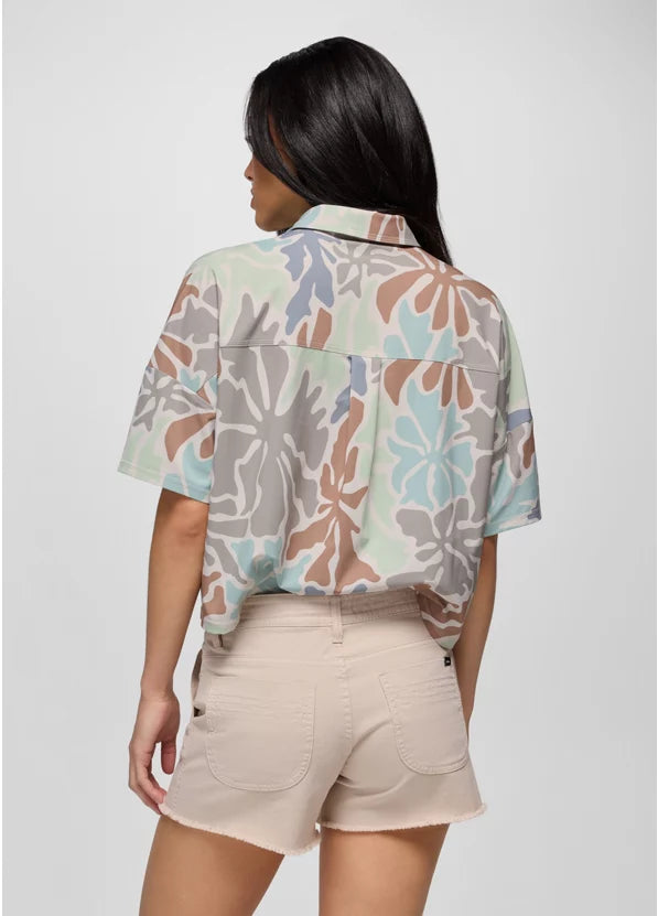 Prana Railay Short Sleeve Button Down - Almond Boogie Bloom