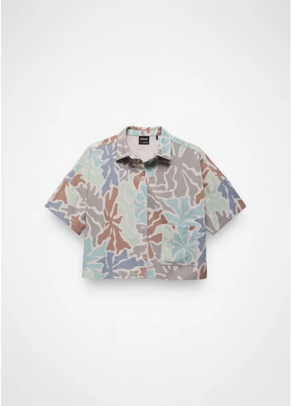 Prana Railay Short Sleeve Button Down - Almond Boogie Bloom