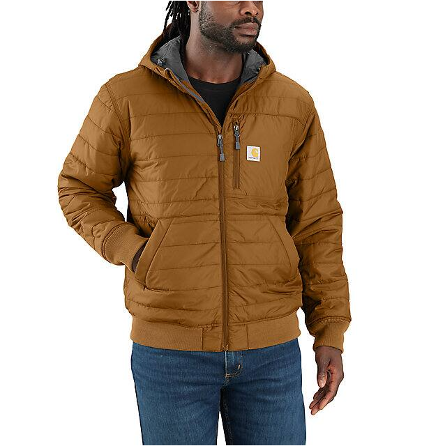 Rain Defender Relaxed Fit Lightweight Insulated Hooded Jacket - 3 Warmest Rating - Carhartt Brown