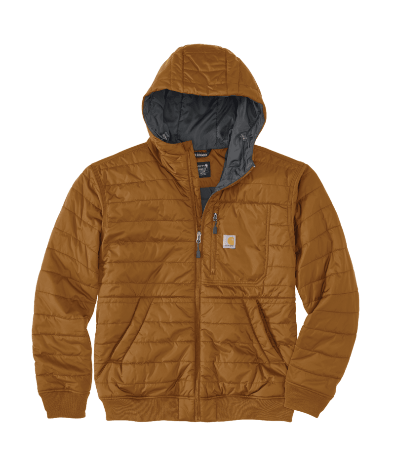 Rain Defender Relaxed Fit Lightweight Insulated Hooded Jacket - 3 Warmest Rating - Carhartt Brown