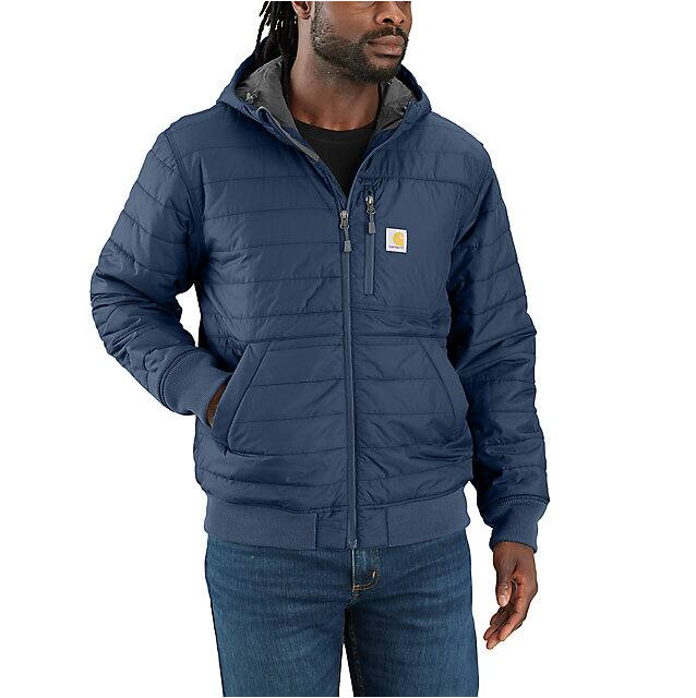 Carhartt Rain Defender Relaxed Fit Lightweight Insulated Hooded Jacket - 3 Warmest Rating - Dark Blue