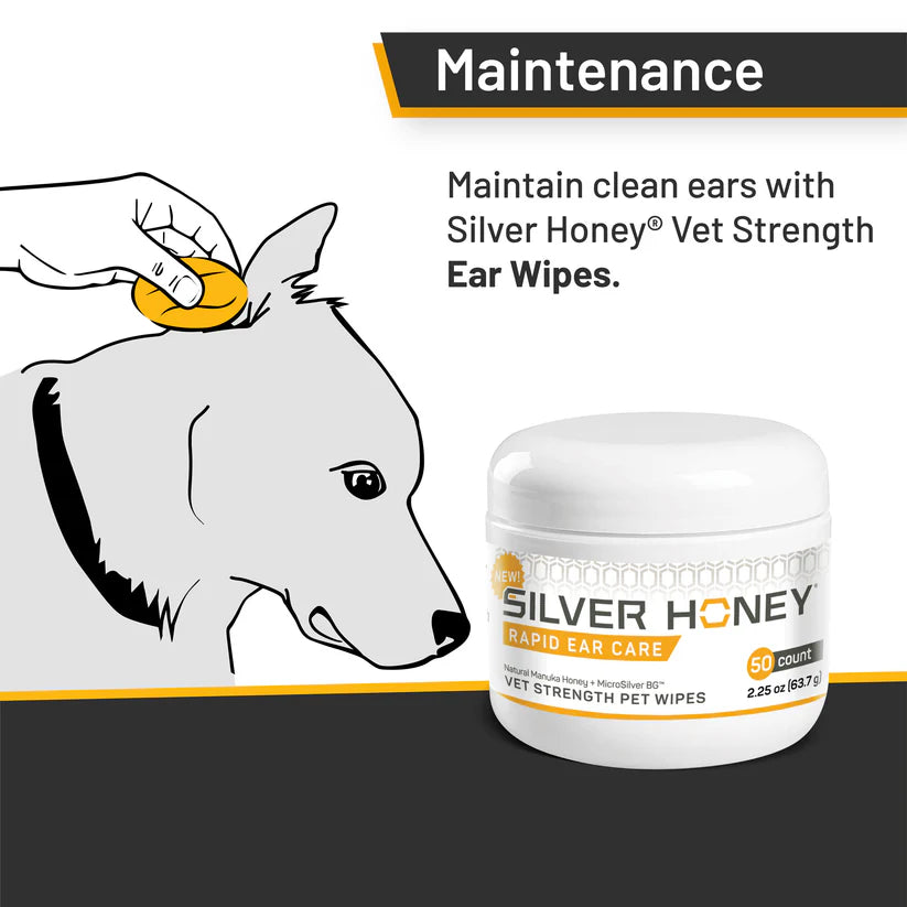 Silver Honey Rapid Ear Care Vet Strength Pet Wipes - 50ct