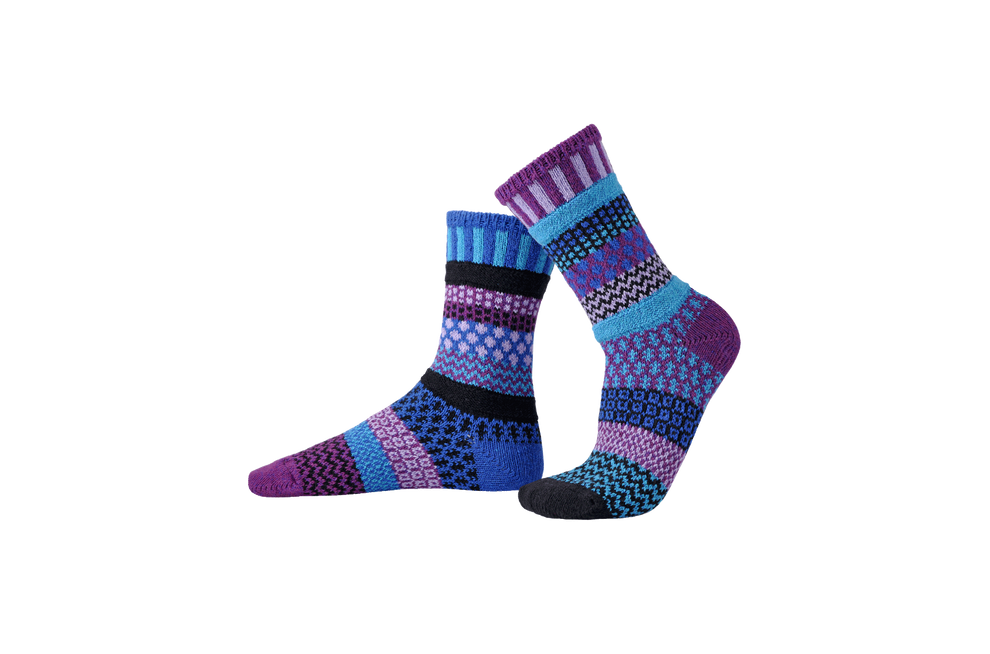 Solmate Raspberry Crew Sock Turquoise/Purple/Black/Lilac/Royal Blue