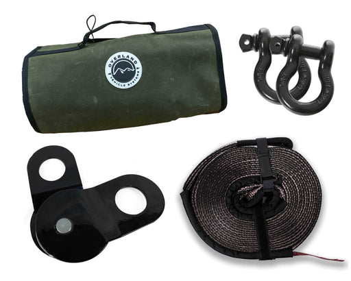 Overland Vehicle Systems Recovery Kit With Tow Straps D Rings And Snatch Block