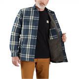 Carhartt Relaxed Fit Flannel Sherpa-Lined Shirt Jacket - Black