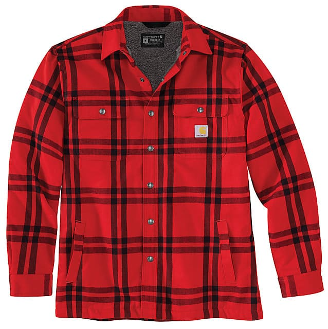 Carhartt Relaxed Fit Flannel Sherpa-Lined Shirt Jacket - Crabapple