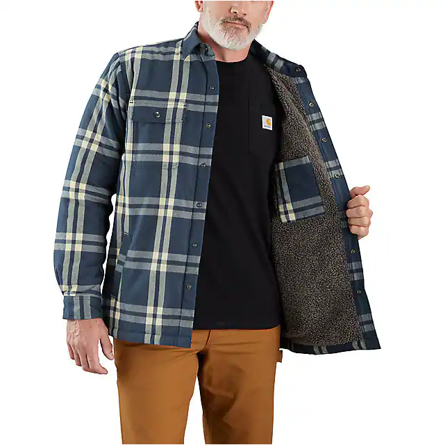 Carhartt Relaxed Fit Flannel Sherpa-Lined Shirt Jacket - Crabapple