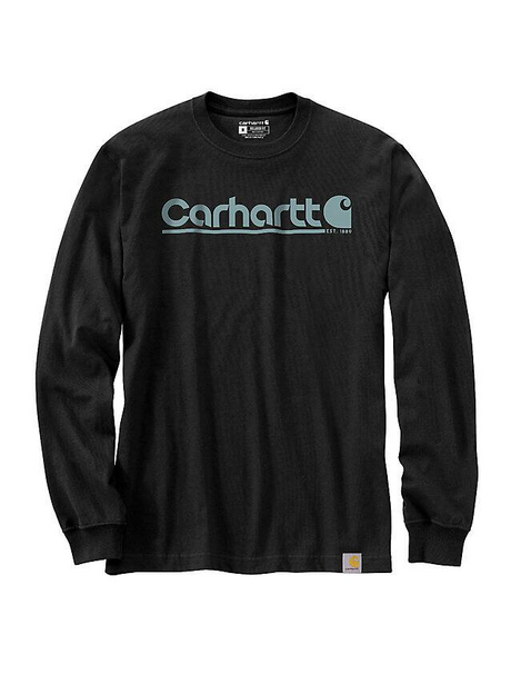 Carhartt Relaxed Fit Heavyweight Long-Sleeve Logo Graphic T-Shirt - Black