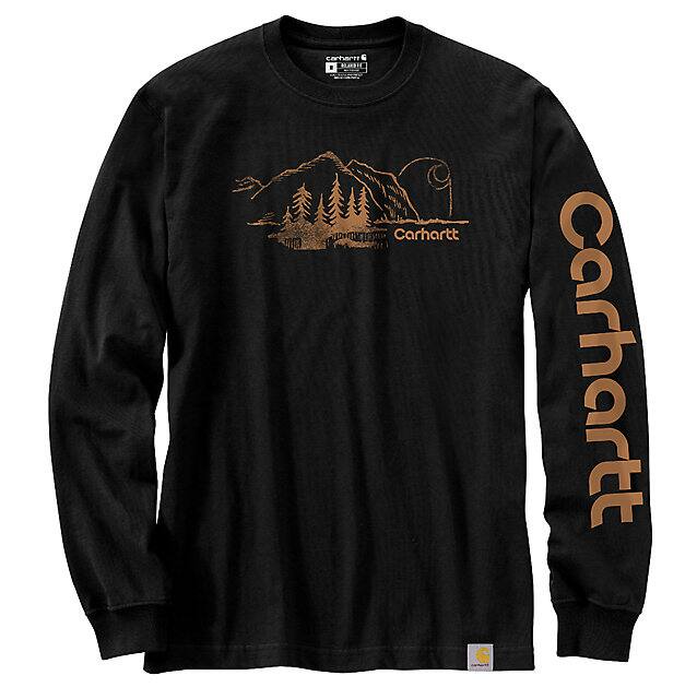 Carhartt Relaxed Fit Heavyweight Long-Sleeve Mountain Graphic T-Shirt - Black