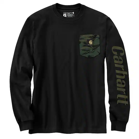 Carhartt Relaxed Fit Heavyweight Long-Sleeve Pocket Camo Graphic T-Shirt - Black