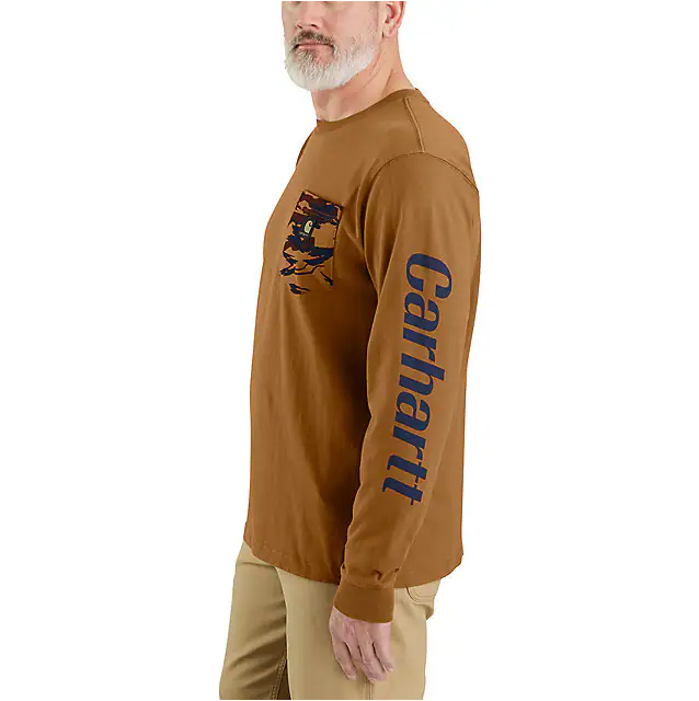 Relaxed Fit Heavyweight Long-Sleeve Pocket Camo Graphic T-Shirt - Carhartt Brown