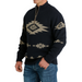 Cinch Men's 1/4 Zip Print Pullover Sweater - Navy Aztec Navy