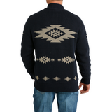 Cinch Men's 1/4 Zip Print Pullover Sweater - Navy Aztec Navy