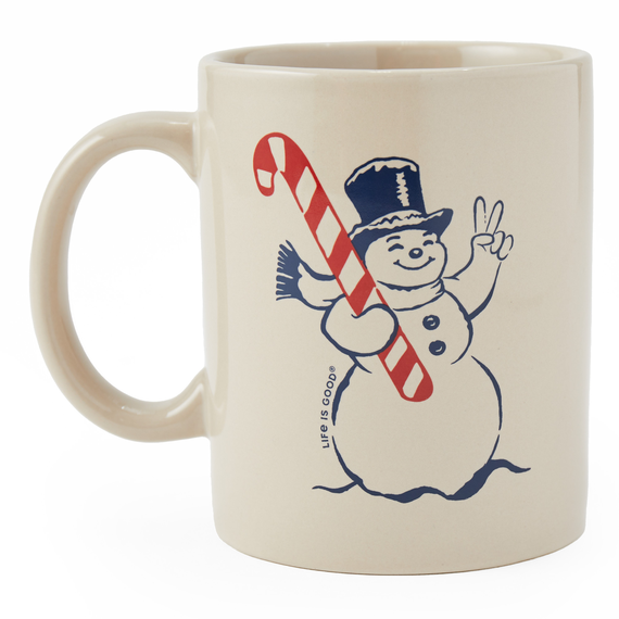 Life Is Good Retro Peace Snowman Jake's Mug - Bone Bone