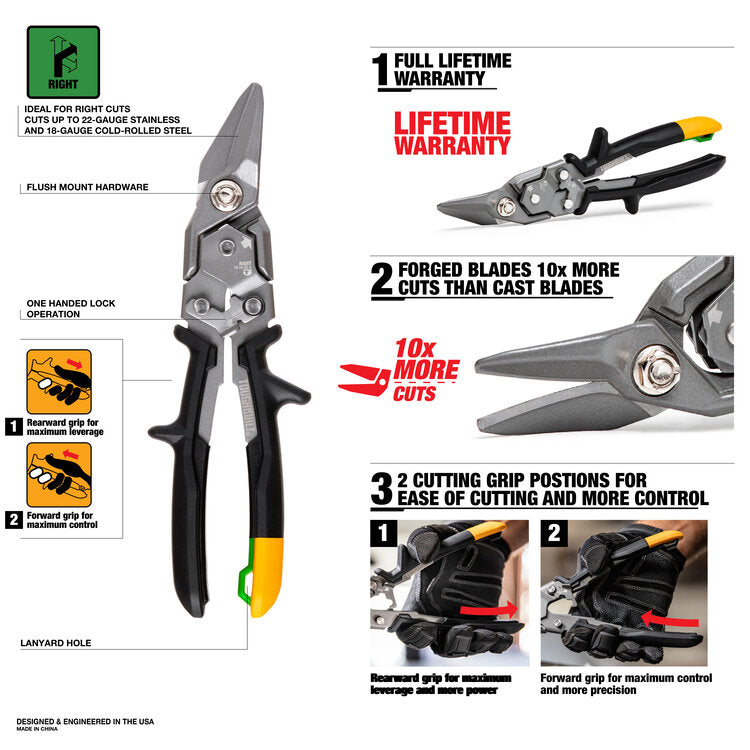 ToughBuilt Right Cut Aviation Snips