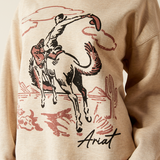 Ariat Roughstock Oversized Crew Sweatshirt - Oatmeal Heather / Marsala