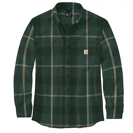 Carhartt Rugged Flex Relaxed Fit Midweight Flannel Long-Sleeve Plaid Shirt - Frosted Balsam