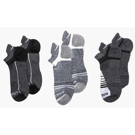 Saucony Inferno Merino Wool Blend No Show 3-Pack Socks - Grey Marl Grey Marl