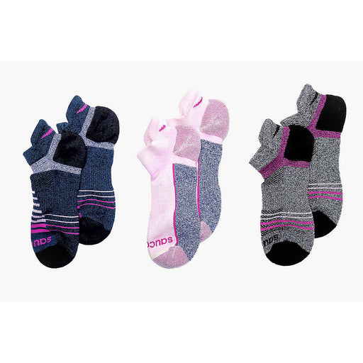 Saucony Inferno Merino Wool Blend No Show 3-Pack Socks - Pink Pink
