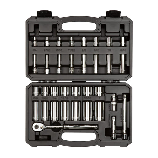 Tekton 34-Piece 3/8 Inch Drive 6-Point Socket and Ratchet Set (1/4-1 in.) 3/8IN / 34PC