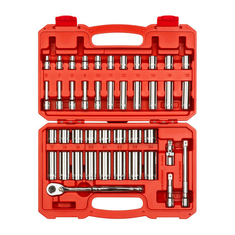 Tekton 42-Piece 3/8 Inch Drive 6-Point Socket and Ratchet Set (6-24 mm) 3/8IN / 42PC