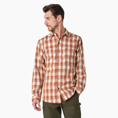 Dickies Men's Cooling Long Sleeve Work Shirt Copper plaid