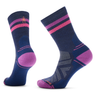 Smartwool Women's Hike Light Cushion Tube Stripe Crew Sock - Deep Navy/Power Pink Deep Navy/Power Pink