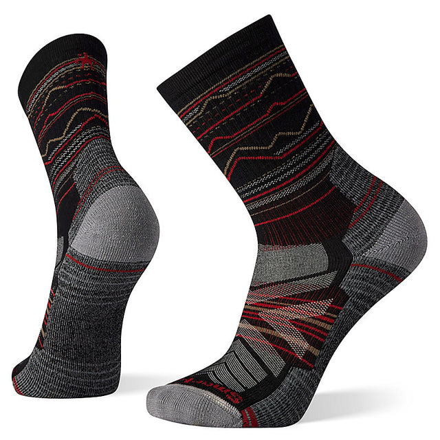 Smartwool Hike Light Cushion Mountain Range Pattern Crew Sock Black