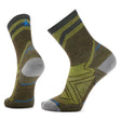 Smartwool Men's Run Zero Cushion Mid Crew Pattern Sock - Military Olive Military Olive