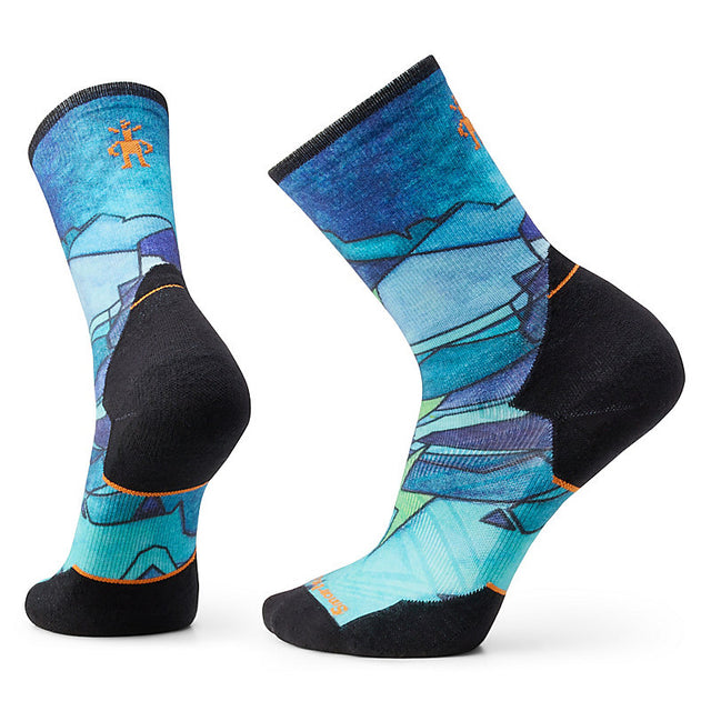 Smartwool Athlete Edition Run Print Crew Sock Cascade Green