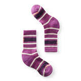 Smartwool Kids' Hike Light Cushion Striped Crew Sock Meadow Mauve