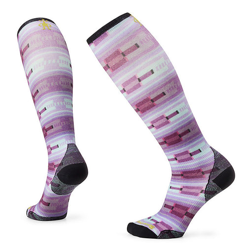 Smartwool Women's Ski Zero Cushion Flirt With Me Print Over The Calf Sock Purple Iris
