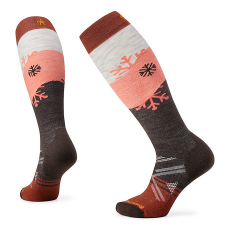 Smartwool Women's Ski Full Cushion Snowpocalypse Pattern Over The Calf Sock Chestnut