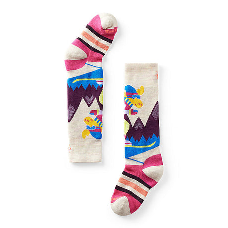 Smartwool Kids' Wintersport Full Cushion Mountain Moose Pattern Over The Calf Sock Moonbeam