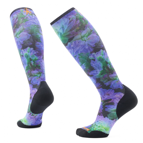 Smartwool Women's Ski Targeted Cushion Electric Lotus Print Otc Sock - Black Black