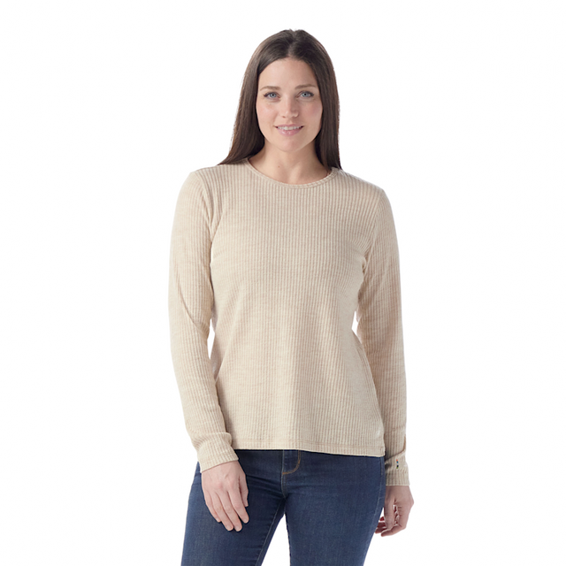 Smartwool Women's Thermal Merino Rib Crew - Toasted Coconut Heather Toasted Coconut Heather