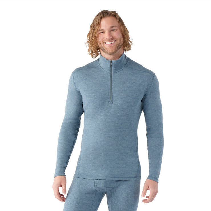 Smartwool Men's Classic Thermal Merino Base Layer Quarter-Zip - Pewter Blue Heather Pewter Blue Heather