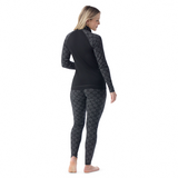 Smartwool Women's Classic Thermal Merino Base Layer Quarter-Zip - Black Digi Snow Black Digi Snow