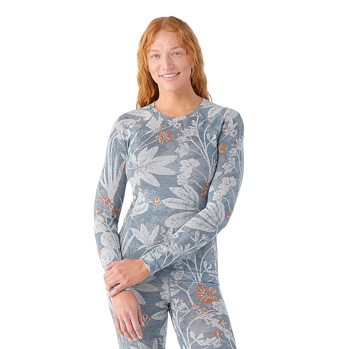 Smartwool Women's Classic Thermal Merino Base Layer Crew Winter sky floral