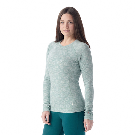 Smartwool Women's Classic Thermal Merino Base Layer Crew - Arctic Green Digi Snow Arctic Green Digi Snow