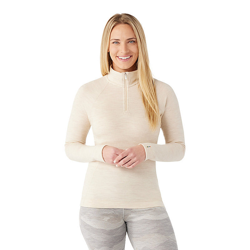 Smartwool Women's Classic Thermal Merino Base Layer 1/4 Zip Almond heather