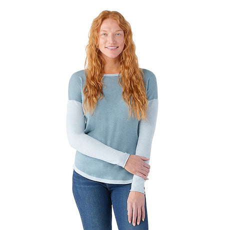 Smartwool Women's Shadow Pine Colorblock Crew Sweater Lead heather