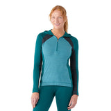 Smartwool Women's Classic Thermal Merino Base Layer 1/2 Zip Hoodie Cascade green hthr