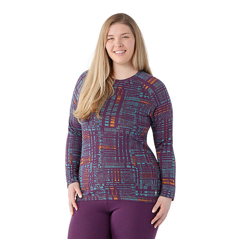 Smartwool Women's Classic Thermal Merino Base Layer Crew Plus Purpleirisdigiplaid