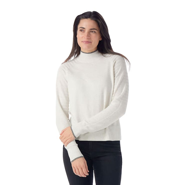 Smartwool Womens Edgewood Mock Neck Sweater Natural donegal