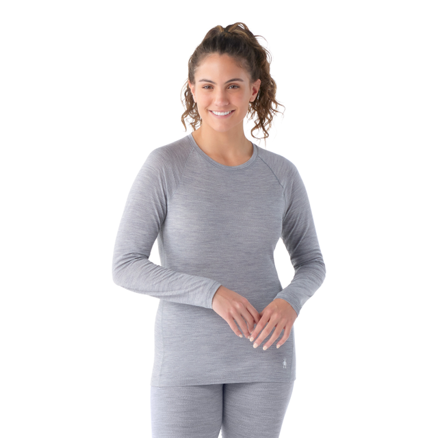 Smartwool Women's Classic All-Season Merino Base Layer Long Sleeve Crew - Light Gray Heather Light Gray Heather