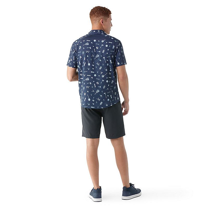 Smartwool Men's Everyday Short Sleeve Button Down - Deep Navy/Gone Camping Deep Navy/Gone Camping