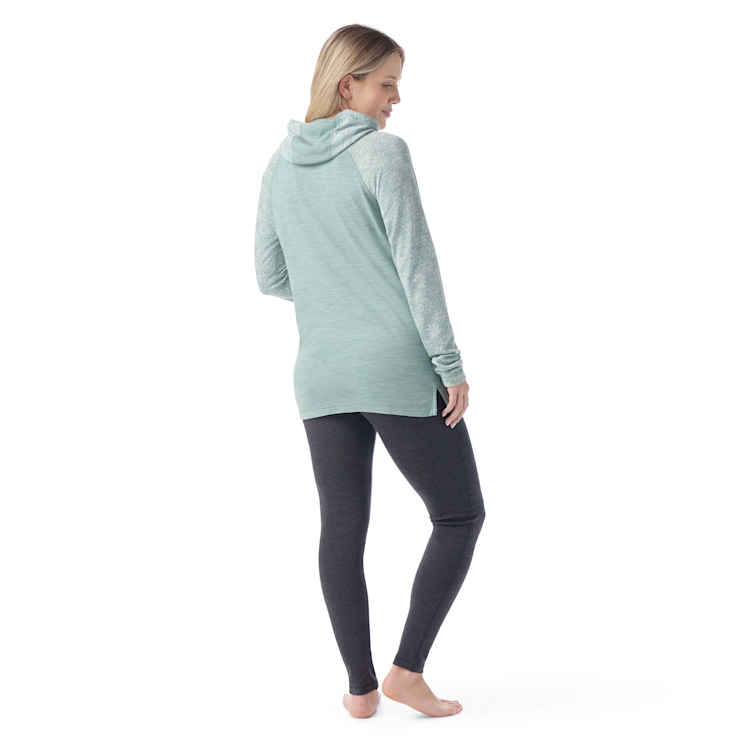 Smartwool Women's Thermal Merino Drape Neck Hoodie - Arctic Green Digi Snow Arctic Green Digi Snow