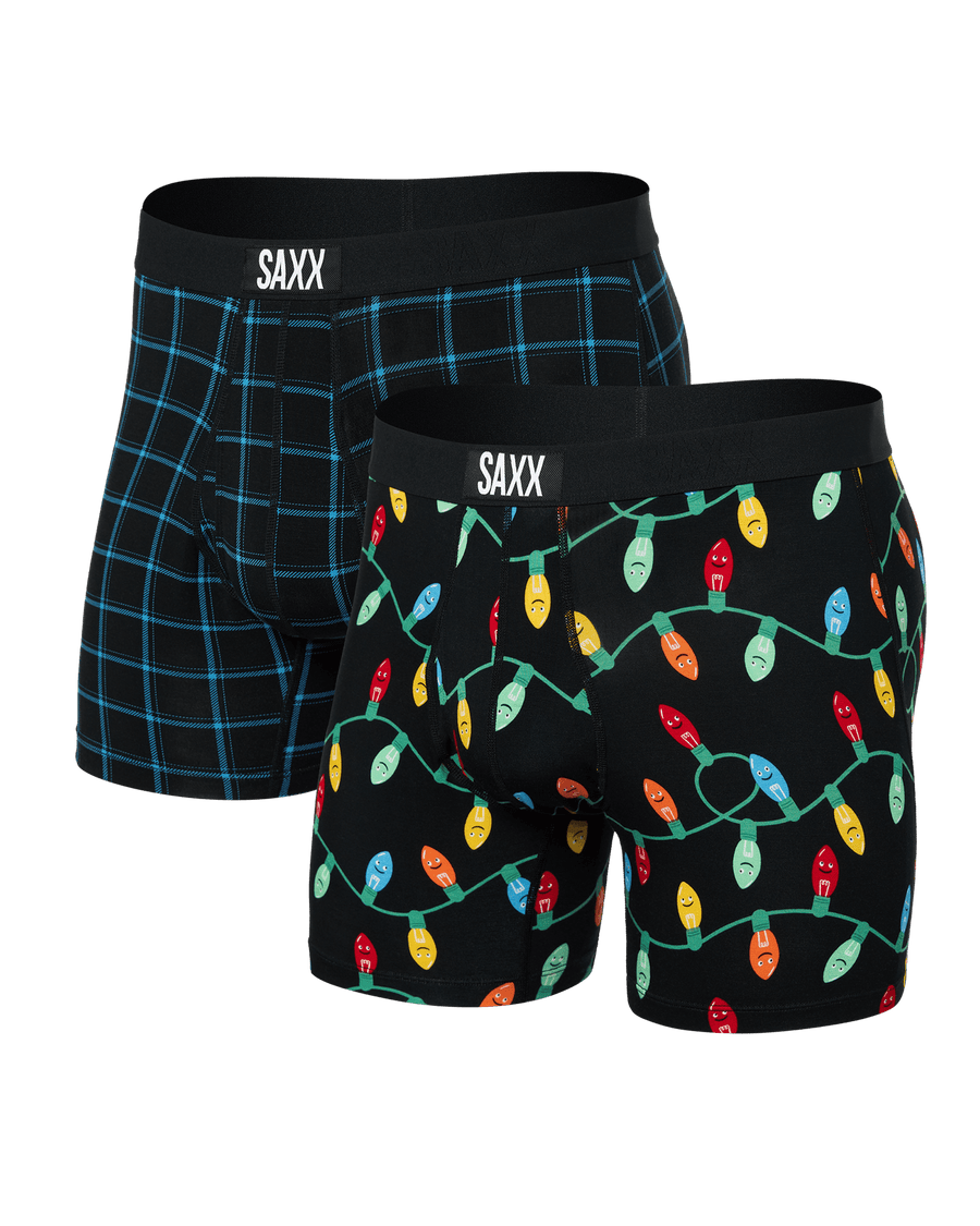 Saxx Men's Ultra Super Soft Boxer Brief Fly 2-Pack Getta Watt/Windowpane