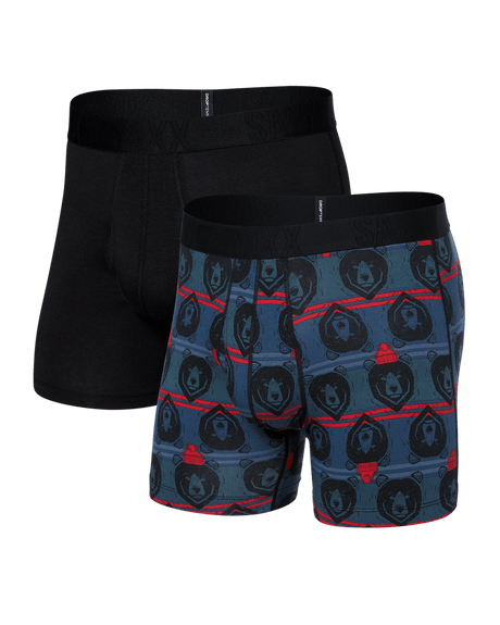 Saxx Men's DropTemp Cooling Cotton Boxer Brief Fly 2-Pack Grizzly Stripe/Black